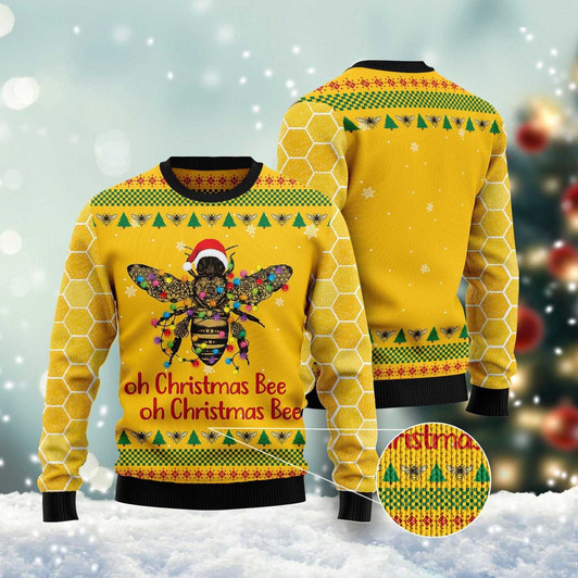 FUNSTUFFPRINT Oh Christmas Bee Ugly Christmas Sweater, Christmas Sweater, Ugly Sweater, Funny Xmas Sweaters Ugly  Sweater