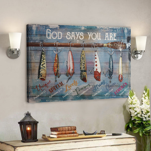 Bible Verse Wall Art Canvas - Fishing - God Says You Are Canvas - Ciaocustom