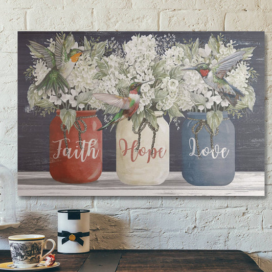 Bible Verse Wall Art Canvas - Flower Of Faith Hope And Love Canvas - Ciaocustom
