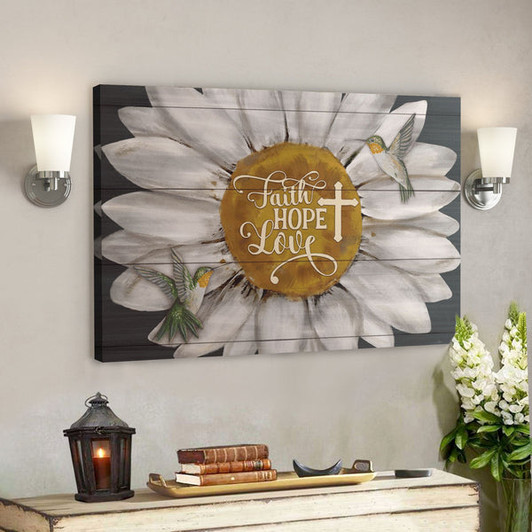Bible Verse Wall Art Canvas - Green Hummingbird - Faith Love Hope Canvas - Ciaocustom