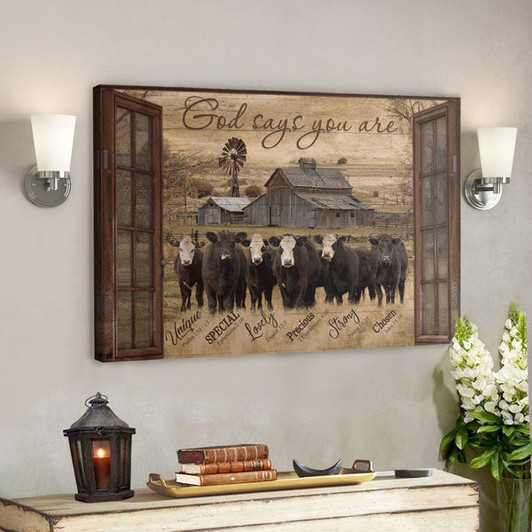 Bible Verse Wall Art Canvas - Cow - God Says You Are Canvas - Ciaocustom