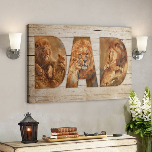 Bible Verse Wall Art Canvas - Dad - Awesome Lion Canvas - Ciaocustom
