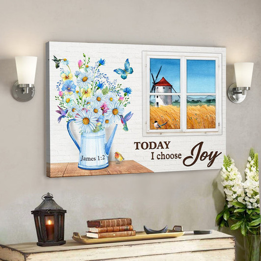 God Canvas - Bible Verse Canvas - Butterfly And Flower Canvas - Today I Choose Joy - Scripture Canvas - Ciaocustom