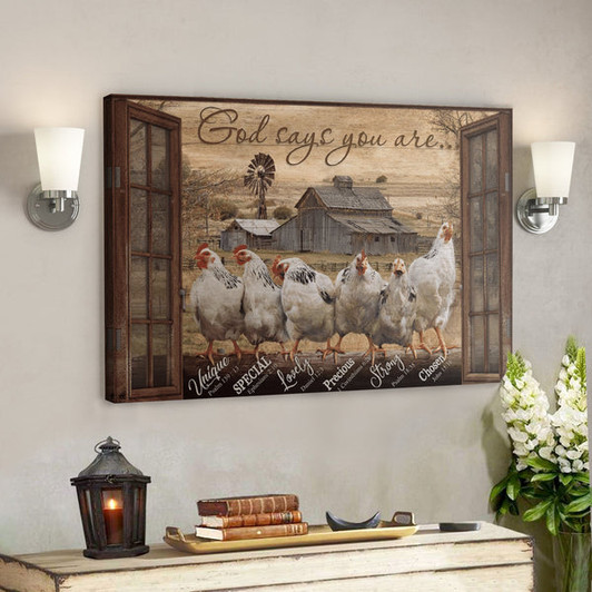 Bible Verse Wall Art Canvas - Amazing Chicken - God Says You Are Canvas - Ciaocustom