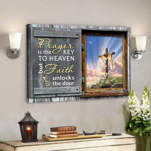 God Canvas - Bible Verse Canvas - Prayer Is The Key To Heaven - Cross Christian Canvas - Scripture Canvas - Ciaocustom