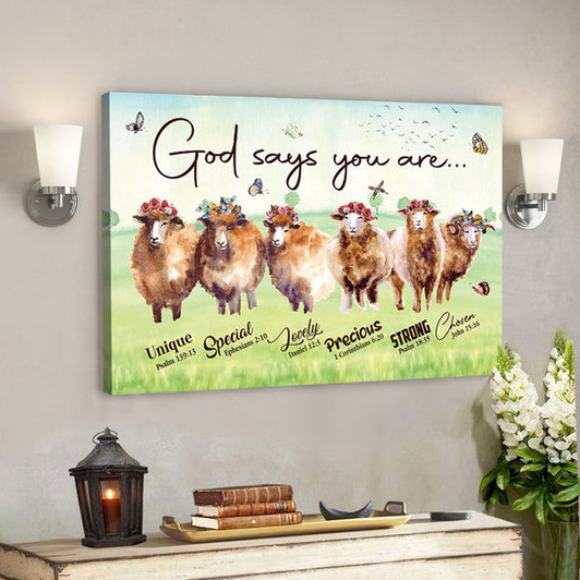 God Canvas - Bible Verse Canvas - God Says You Are Chosen - Lovely Lamb Canvas - Scripture Canvas - Ciaocustom