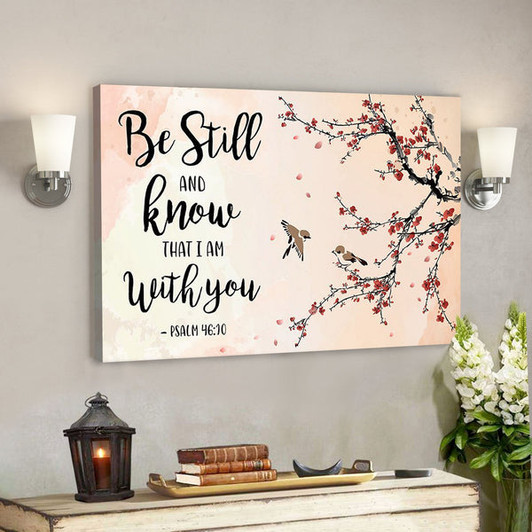 God Canvas - Bible Verse Canvas - Special Peach Blossom Christian Canvas - God Is With You - Scripture Canvas - Ciaocustom