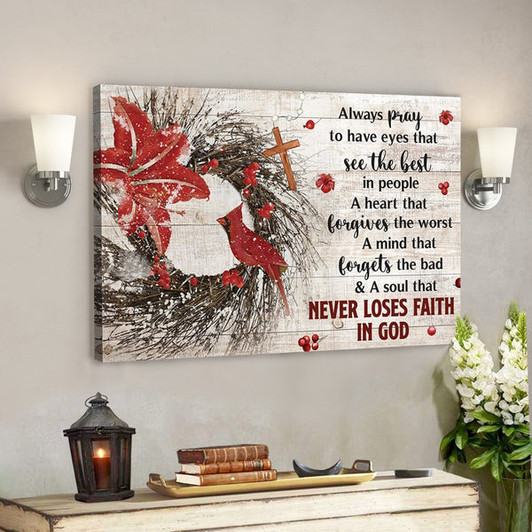 God Canvas - Bible Verse Canvas - A Heart That Forgives The Worst - Cross And Flower Canvas - Scripture Canvas - Ciaocustom