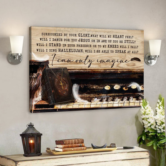 Christian Canvas Wall Art - Piano Painting - The Holy Bible - I Can Only Imagine - Ciaocustom