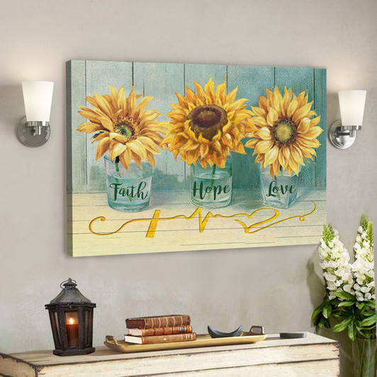 Bible Verse Canvas - Faith Hope Love Symbol Canvas Wall Art - Scripture Canvas Wall Art - Ciaocustom
