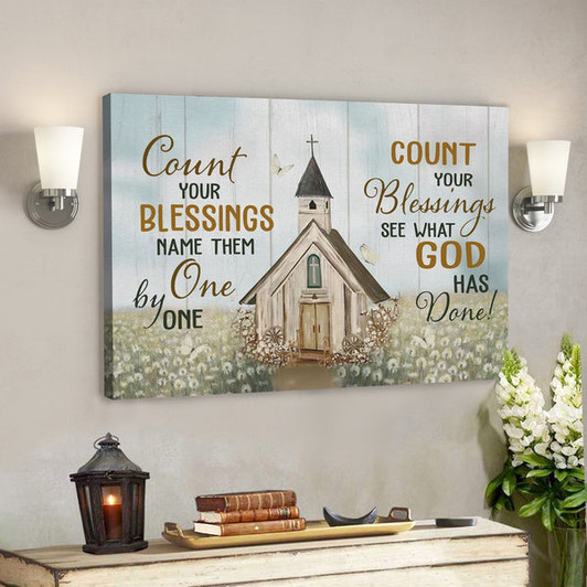 Bible Verse Canvas - Count Your Blessings Name Them One By One Canvas Wall Art - Scripture Canvas Wall Art - Ciaocustom