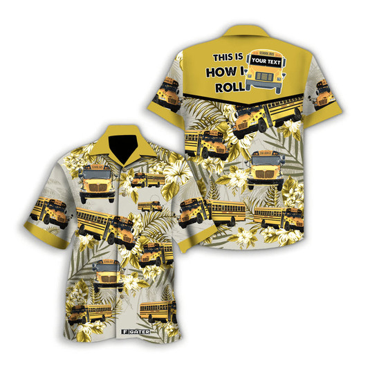 Personalized Bus Hawaiian Shirt, Summer Gift for Driver Dad, Grandpa