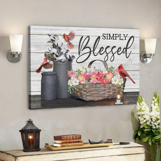 Bible Verse Canvas - Simply Blessed Hummingbird Flowers Wall Art Canvas - Scripture Canvas Wall Art - Ciaocustom