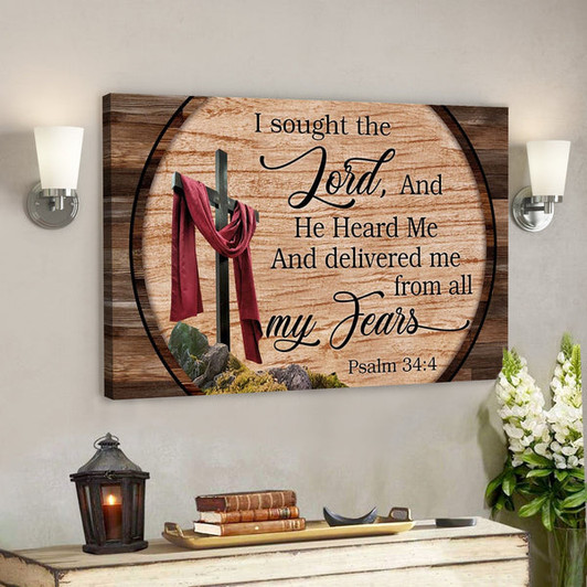Bible Verse Canvas - Psalm 344 I Sought The Lord And He Heard Me Canvas Art - Scripture Canvas Wall Art - Ciaocustom
