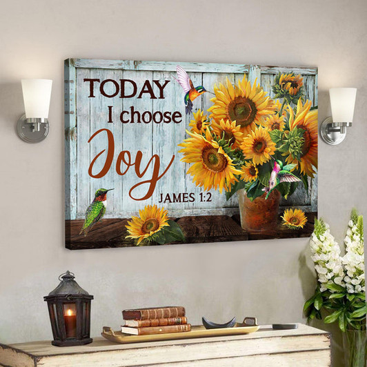Bible Verse Canvas - Sunflower Pot - Today I Choose Joy Canvas Wall Art - Scripture Canvas Wall Art- Ciaocustom