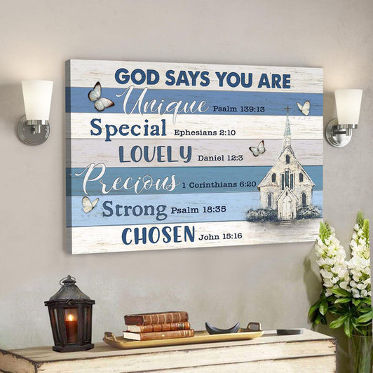 Bible Verse Canvas  Church And Butterfly - God Says You Are Canvas Wall Art -Ciaocustom