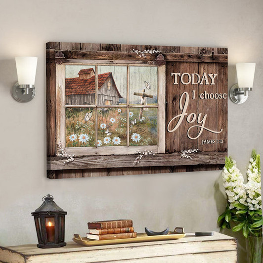Bible Verse Canvas - Window Frame - Today I Choose Joy Canvas Wall Art - Ciaocustom