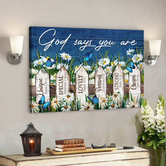Beautiful Daisy Garden - God Says You Are Canvas Wall Art - Bible Verse Canvas - Scripture Canvas Wall Art - Ciaocustom