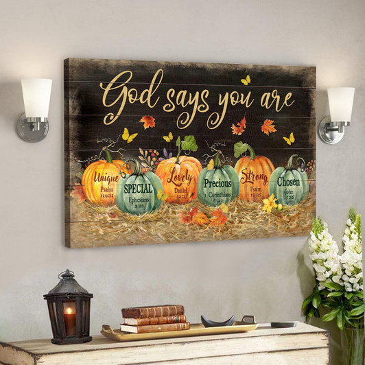 Pumpkin On Black Background - God Says You Are Canvas Wall Art - Bible Verse Canvas - Scripture Canvas Wall Art - Ciaocustom