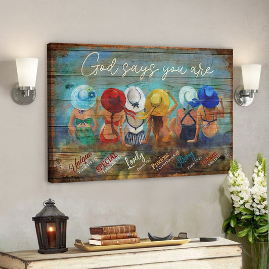 Colorful Girls - God Says You Are Canvas Wall Art - Bible Verse Canvas - Scripture Canvas Wall Art - Ciaocustom