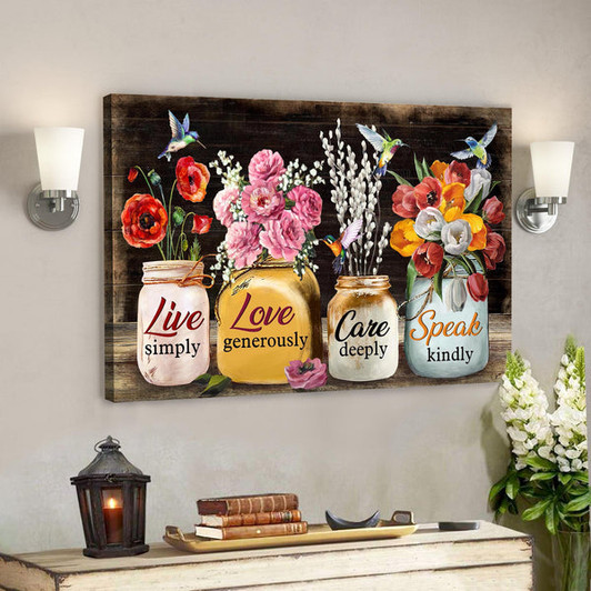 Live Simply Care Deeply And Speak Kindly Canvas Wall Art - Bible Verse Canvas - Scripture Canvas Wall Art - Ciaocustom