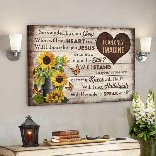 Butterfly And Sunflower - I Can Only Imagine Canvas Wall Art - Bible Verse Canvas - Ciaocustom