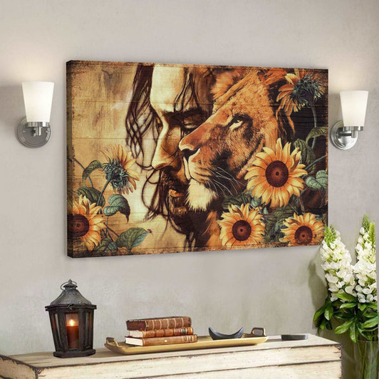 Amazing Jesus - Lion And Sunflower - Bible Verse Canvas - Scripture Canvas Wall Art - Ciaocustom