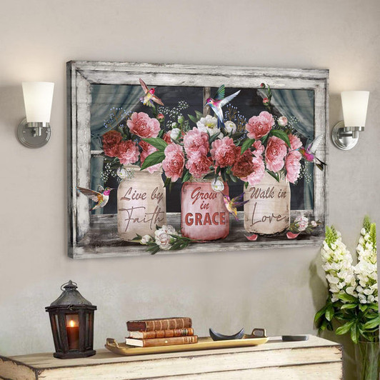 Rose Canvas - Live By Faith Canvas Wall Art - Bible Verse Canvas - Scripture Canvas Wall Art - Ciaocustom