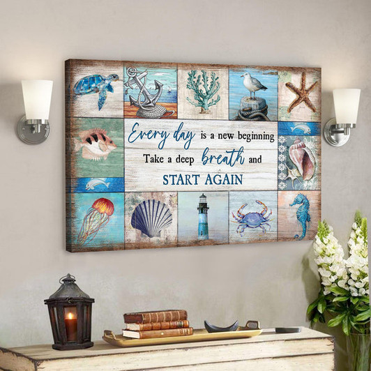 The Sea - Everyday Is A New Beginning Canvas Wall Art - Bible Verse Canvas - Scripture Canvas Wall Art - Ciaocustom