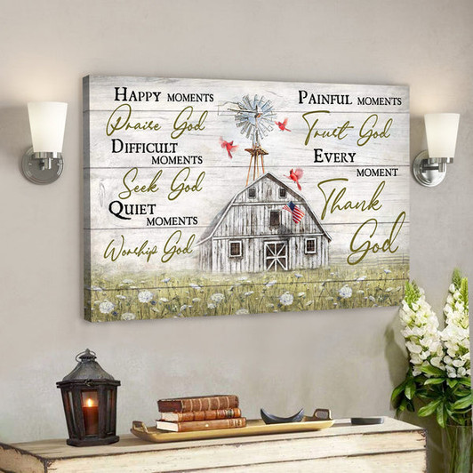 Tranquil Farm - Every Moment Thank God - Bible Verse Canvas - Scripture Canvas Wall Art - Ciaocustom