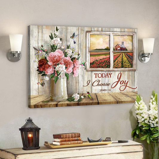 Garden Rose - Today I Choose Joy Canvas Wall Art - Bible Verse Canvas - Scripture Canvas Wall Art - Ciaocustom