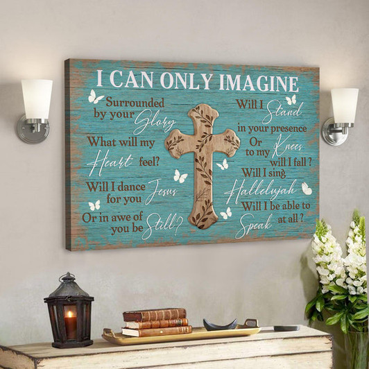 The Cross On Blue Background - I Can Only Imagine Canvas Wall Art - Bible Verse Canvas - Scripture Canvas Wall Art - Ciaocustom