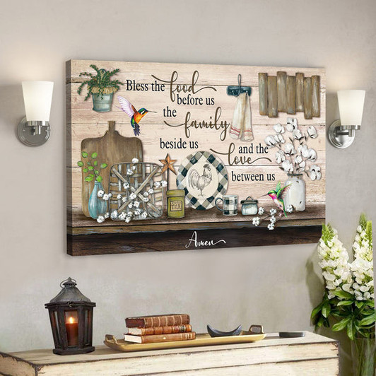 Bless The Food Before Us The Family Beside Us - The Love Between Us - Bible Verse Canvas - Scripture Canvas Wall Art - Ciaocustom