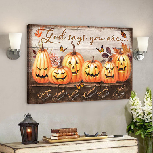 Pumpkin - God Says You Are Canvas Wall Art - Bible Verse Canvas - Scripture Canvas Wall Art - Ciaocustom