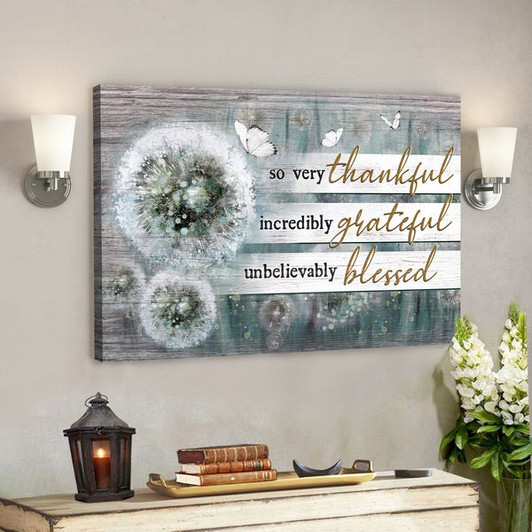 White Butterfly And Dandelion - Unbelievably Blessed - Bible Verse Canvas - Scripture Canvas Wall Art - Ciaocustom