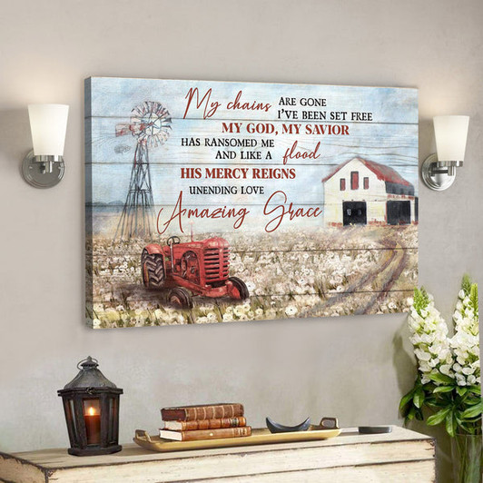 Jesus - Peaceful Farm - His Mercy Reigns Unending Love - Bible Verse Canvas - Scripture Canvas Wall Art - Ciaocustom