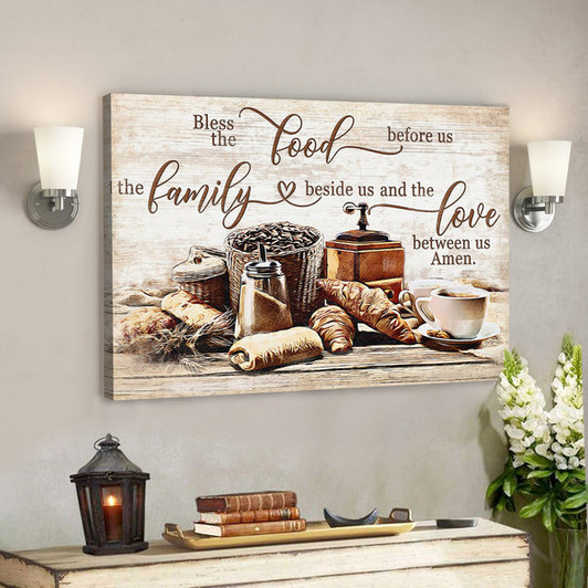 Bless The Food Before Us - The Love Between Us - Bible Verse Canvas - Scripture Canvas Wall Art - Ciaocustom