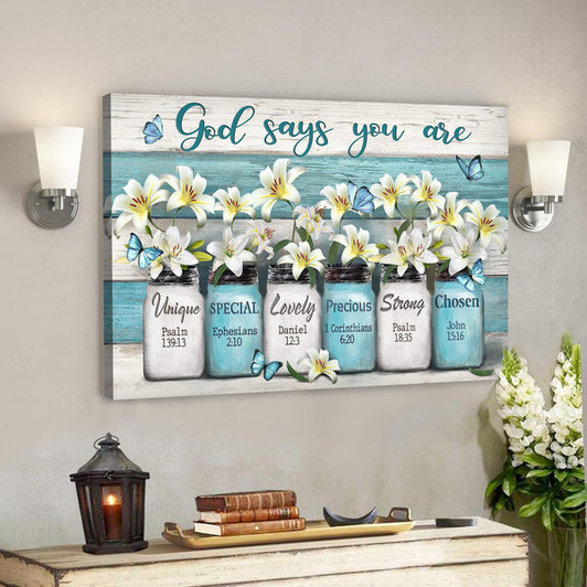 Lily Flower - God Says You Are Canvas Wall Art - Bible Verse Canvas - Scripture Canvas Wall Art - Ciaocustom