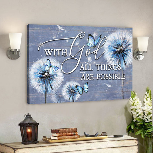 With God Every Are Possible - Bible Verse Canvas - Scripture Canvas Wall Art - Ciaocustom