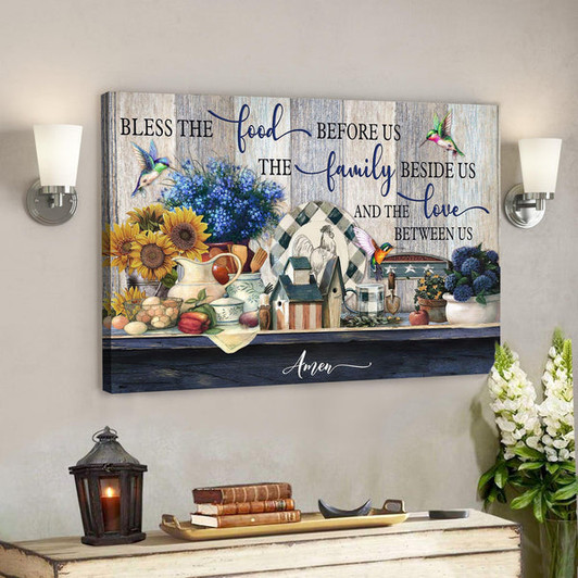 Bless The Food Before Us And The Love Between Us Canvas Wall Art - Bible Verse Canvas - Scripture Canvas Wall Art - Ciaocustom