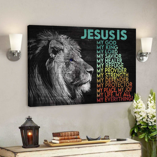 Awesome Lion - Jesus Is My Life - Bible Verse Canvas - Scripture Canvas Wall Art - Ciaocustom