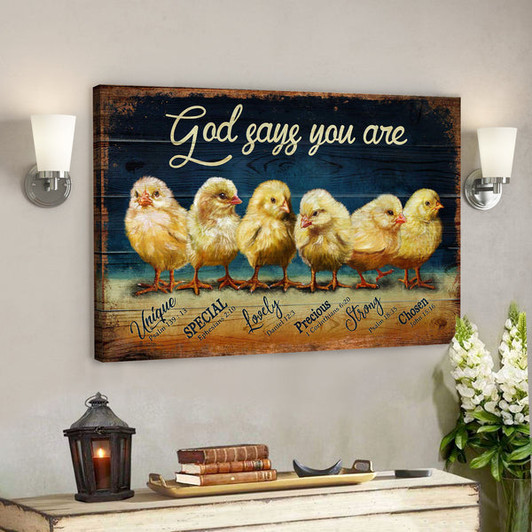 Chicks - God says you are - Bible Verse Canvas - Scripture Canvas Wall Art - Ciaocustom
