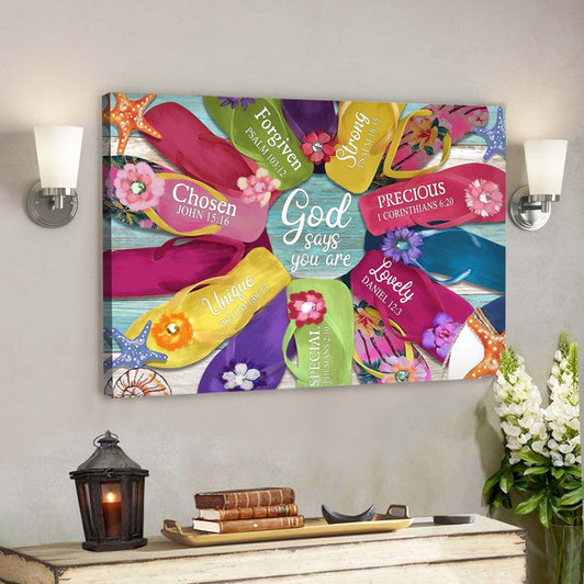 Colorful Summer - God Says You Are Canvas Wall Art - Bible Verse Canvas - Scripture Canvas Wall Art - Ciaocustom