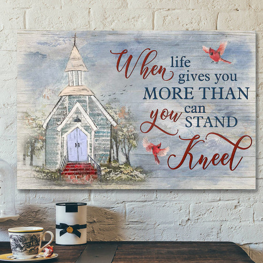 Church With Cardinal Bird - When Life Gives You More Than - Bible Verse Canvas - Scripture Canvas Wall Art - Ciaocustom