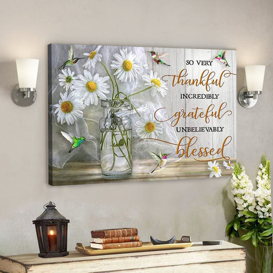 So Very Thankful Hummingbird - Bible Verse Canvas - Scripture Canvas Wall Art - Ciaocustom