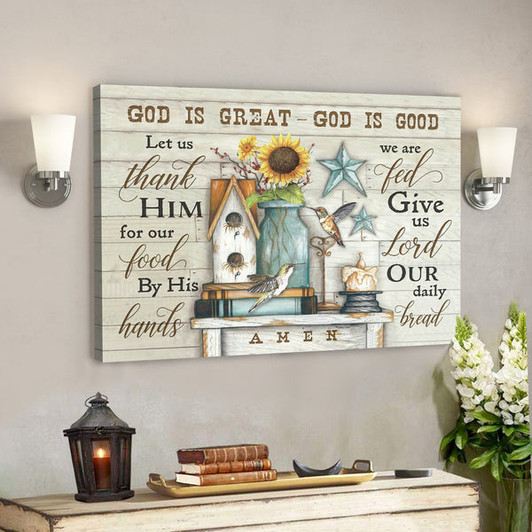 Hummingbird – God Is Great God Is Good - Bible Verse Canvas - Scripture Canvas Wall Art - Ciaocustom