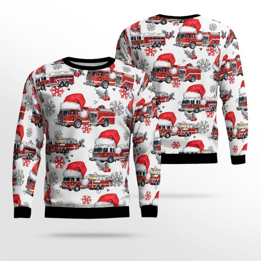 FUNSTUFFPRINT Wyckoff Fire Department, Wyckoff , NJ Christmas AOP Ugly Sweater – Gifts For Firefighters In Wyckoff, NJ Ugly  Sweater