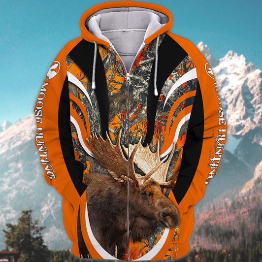FUNSTUFFPRINT  Moose Hunting  3D Hoodie and Zip Hoodie