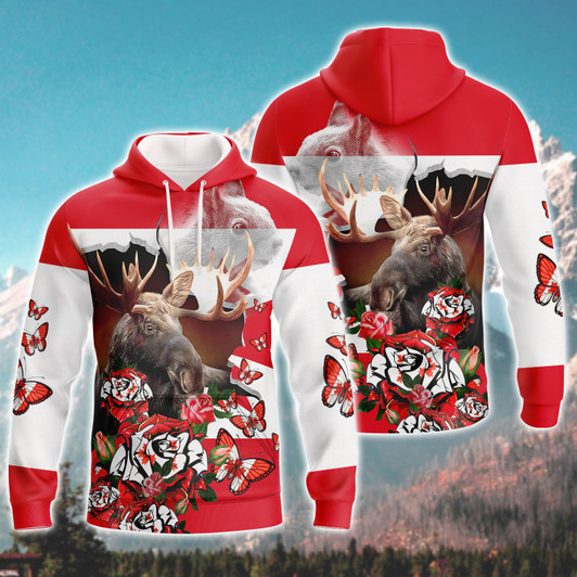FUNSTUFFPRINT Moose Hunting Canada  3D Hoodie and Zip Hoodie