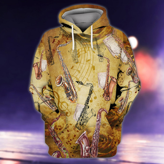 FUNSTUFFPRINT  Saxophone Music Love It With Classic Style  3D Hoodie and Zip Hoodie